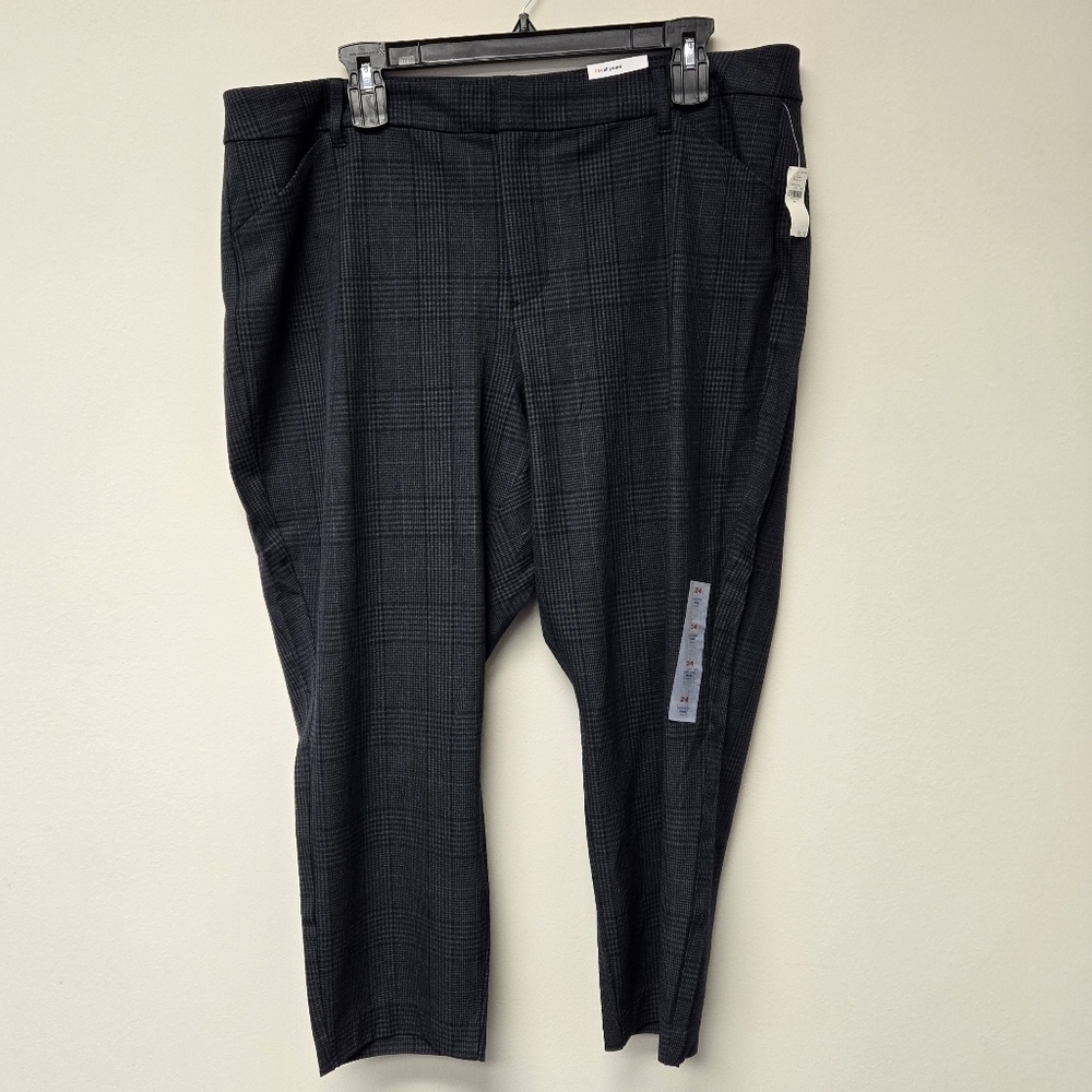 Old Navy HR Pixie Skinny Ankle Pants Blue Plaid 24 - Picture 3 of 11